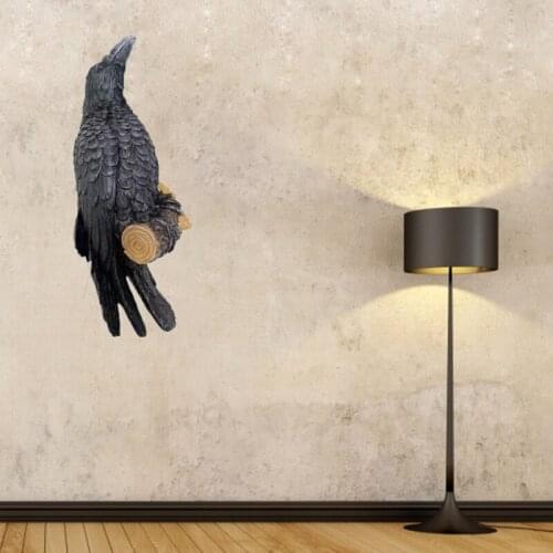 Simulation Black Crow Model Resin Craft Bird Sculpture Artificial Crow Collectible Statue Home Desktop Decoration