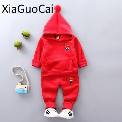 Boys Clothes Sets 2018 Autumn and Winter Korean Suits Kids Childrens Clothing Two-piece Velvet Baby Suit Children Clothing Set