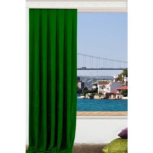 Crown Flat Stitching Honeycomb Textured Ekstraforlu Backdrop Curtain Green 180x260 cm