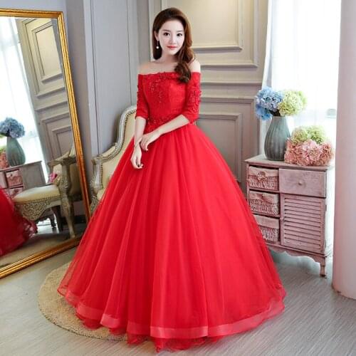 Red Off The Shoulder Quinceanera Dress 2021 New Half Sleeve Vestidos Party Dress Formal Prom Ball Gown Vintage Lace Robe De Bal