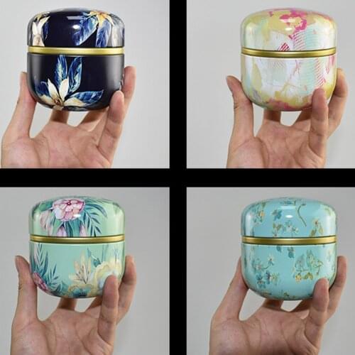 Multifunction Chinese Style Tea Caddies Round Metal Tea Box Jar with Lid NW