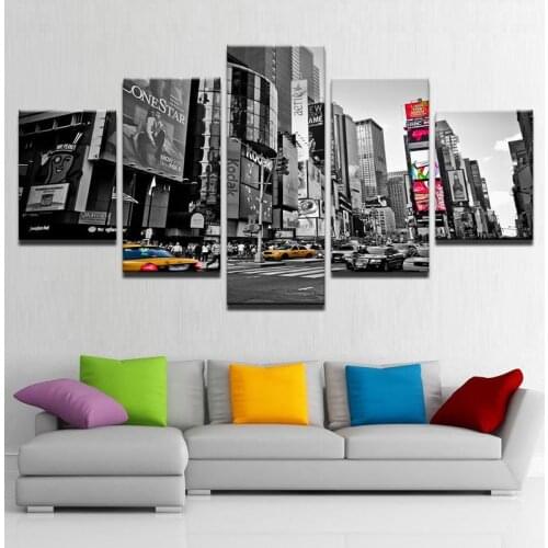 Modular Pictures 5 panels times square Poster Wall Art Modular Paintings For Kitchen Wall Pictures Living Room Canvas Painting