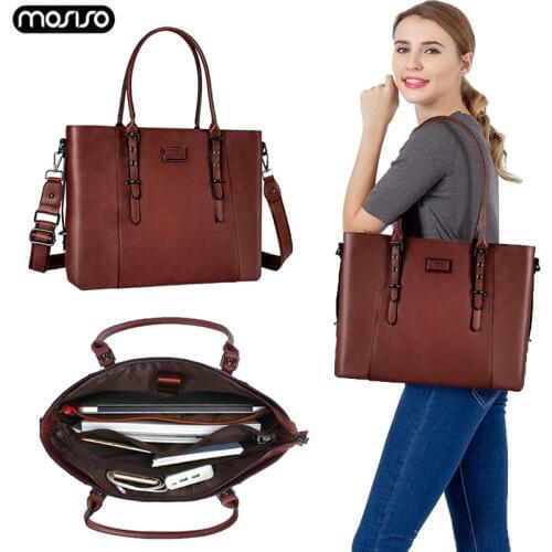 MOSISO 13.3 14 15.4 15.6 Inch PU Waterproof Ladies Laptop Bag Business Notebook Bags Briefcase Handbags Messenger Bag for Women