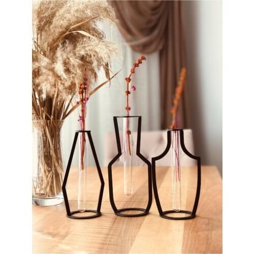 3 piece Set Decorative Metal Vase Plant Holder Flower Bottle Type Modern Home Decoration 3 Different Color Elegant Quality