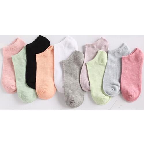 Women Socks Cotton 10 Pairs Summer Short Ankle Socks Lot Solid Color Skarpetki Calcetines De La Mujer Femme Boat Socks Woman