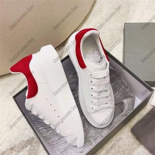 2021 Fall New McQueen Heightening White Shoes All-match Leather Breathable Casual Shoes Men and Women