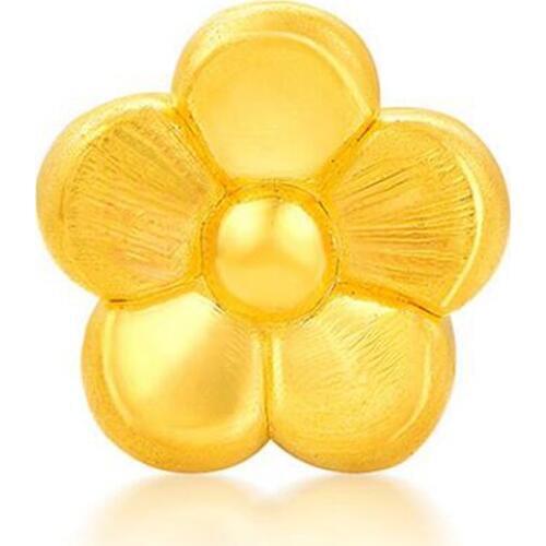 New Arrival Pure 24K Yellow Gold Bracelet 3D 999 Gold Flower Pink Crystal Bracelet