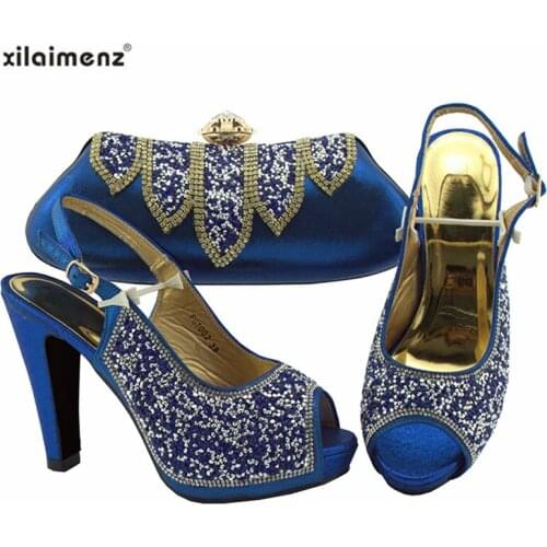 2019 New Super High Heels Royal Blue Italian Designer Shoes And Bag Set To Match Afican Party Shoes With Matching Bags Set FREE