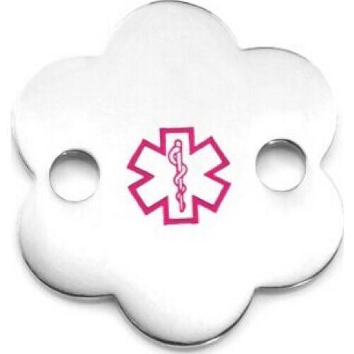 Wholesale Stainless Steel Flower Pink Medical ID Tag Low Price Flower Pink Medical ID tag FH890317