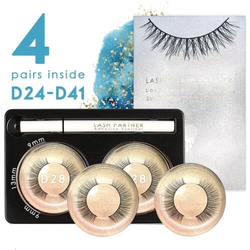 Poptone Beauty D24~D41 False Eyelash Adhesive Eyeliner Set 2 In 1 Magic Eyeliner Fasion False Eyelash Set Makeup Tools Tweezers