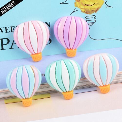 QIBU 10pcs Resin Hot Air Balloon Accessories Crafts Flat Back Planar Resin Handcrafts DIY Hairbow Decoration DIY Crafts Supplies