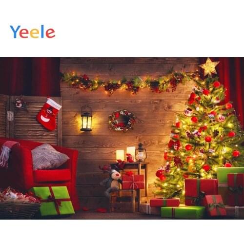 Christmas Tree Sock Wooden Floor Shelf Chair Home Decor Backdrop Photography Custom Photographic Background For Photo Studio