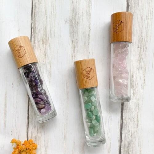 10ml pink fancy crystal jade roller ball empty 10 ml glass roller bottle for perfume, essential oil roller bottles perfume jar