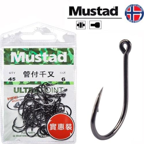 Mustad Hooks With Eyes 10104 High Carbon Steel Pesca Fishhooks Barbed Single Circle Carp Hook 1#-10# Jig Head Lure Hooks Peche