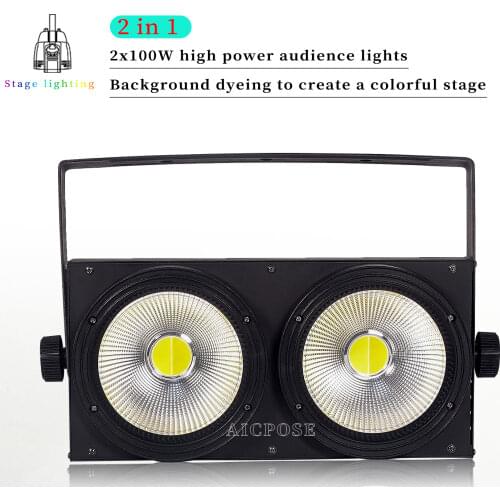 2 Eyes 2x100w COB DMX Stage Lighting Led Blinder 200W Cold / Warm White Dmx Stage TV Studio Church Strobe Stage Lighting