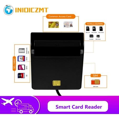 INIOICZMT USB SIM Smart Card Reader For Bank Card IC/ID EMV SD TF MMC Cardreaders USB-CCID ISO 7816 for Windows 7 8 10 Linux OS