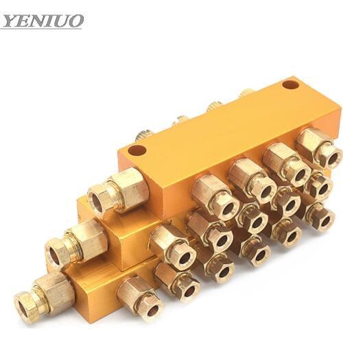 Lubrication valve Brass Adjustable Lube Oil Distributor Value Manifold Block 2/3/4/5/6/7/8/9/10 Way