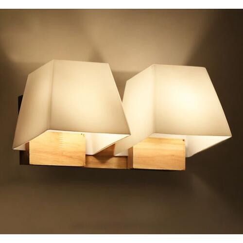 Modern Wooden Glass Trapezoid Cube Bedroom Bedsides Wall Lamp Bathroom Mirror Front Corridor Balcony Hallway Wall Lighting