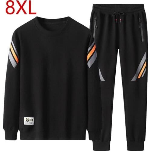 Plus size 8XL 7XL 6XL XXXXXL Sport Suit Men Sports Suits Loose Tracksuits Mens Spring Autumn Fitness Running suits Set