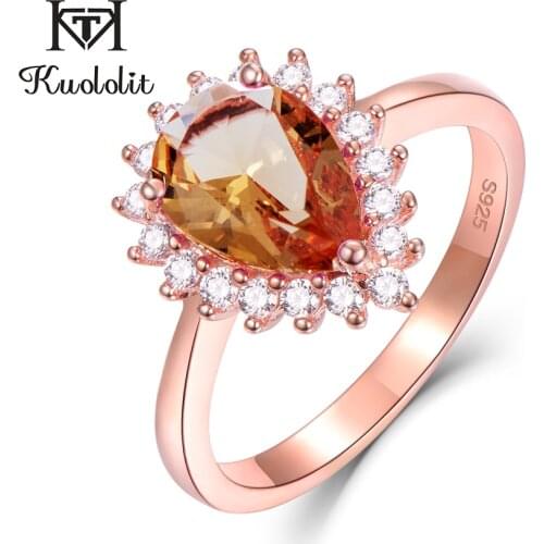 Kuololit Diaspore Gemstone Ring for Women Solid 925 Sterling Silver Created Color Change Water Drop Diaspore Stone Ring Fine