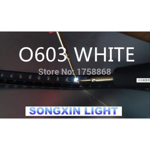 0603 SMD LED WHITE ,0603 WHITE (1000PCS/LOT) CCT:6000K-6500K CAT:200-220MCD REF:3.0-3.4V light-emitting diode