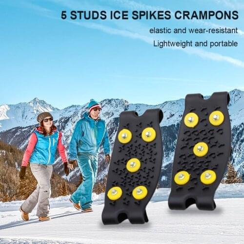 1 Pair 5 Teeth Ice Gripper For Shoes Women Men Crampons Ice Gripper Spike Grips Cleats For Snow Studs Non-Slip Climbing Covers