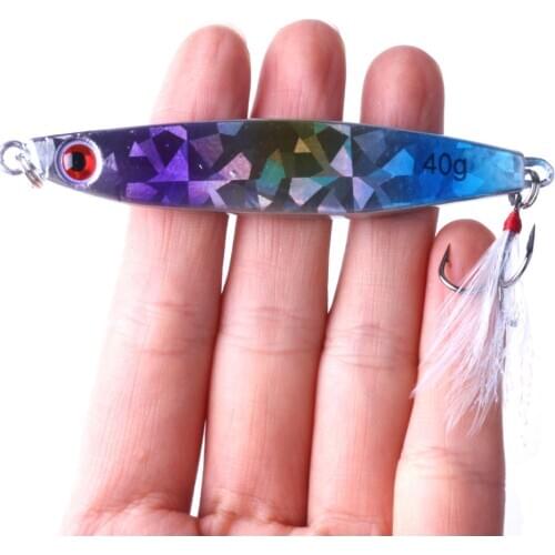 1PC Metal Jig 40g Fishing Lure Spoon Slice Jigbait 3D Eyes Lead Fish Lure Isca Artificial Metal Jigging Lures YUZI High-quality
