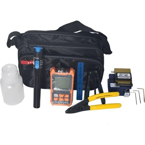 ​11pcs/set FTTH Fiber Optic Tool Kit with Fiber Cleaver Mini Optical Power Meter Visual Fault Lcator 5km/10km/20km/30km