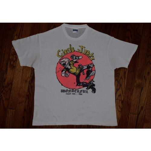 1985 the CIRCLE JERKS wönderful tour T-shirt black flag vtg punk rock 80s L/XL Printed T-Shirt Boys Top Tee Shirt Cotton top tee