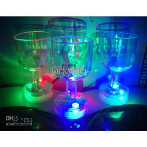 24PCS/lot Colorful LED flash cup Acrylic Cup Flashing Rocks Glass Barware Lamp goblet
