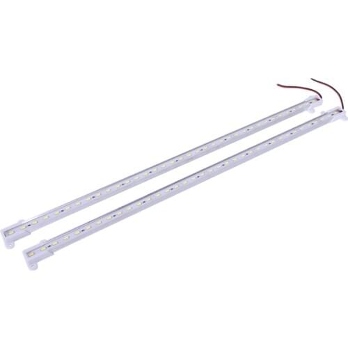2x 50CM 12V 36 LED 5630 SMD Hard Strip Light Aluminum Shell With End Cap White