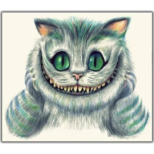 5D Diy Diamond Painting Cross Stitch Large Mouth Alien Cats Needlework Diamond Embroidery Full Round Mosaic Decoration Resin Kit