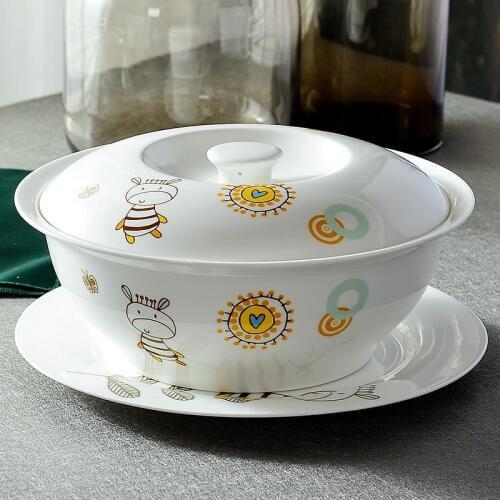 9 inch, fine bone china buffets food container, ceramic soup tureens for dinner, chinese serving bowls, kitchen food storage