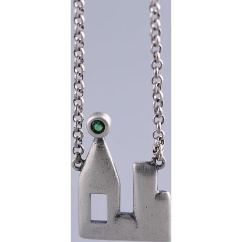 FNJ 925 Silver Castle Pendant For Jewelry Making Vintage 40cm 100% Pure Sterling Silver Necklace Women