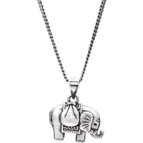 925 Sterling Silver Hot Sell Personality Elephant Animal Ladies Pendant Necklace Wholesale Jewelry For Women Hip hop Gift