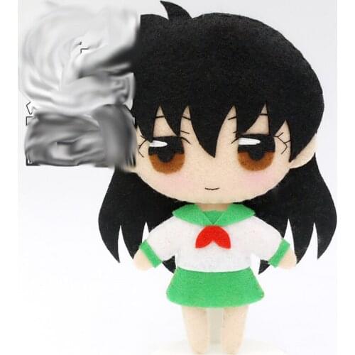 Anime Inuyasha Cartoon Q Style Higurashi Kagome Handmade Toy Keychain Bag Cosplay Doll DIY Material for Girl 1 pcs