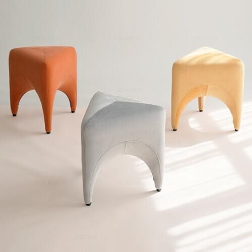 Velvet fabric lower left Nordic fabric sofa stool high rebound sponge filling home living room lazy low stool plastic foot pad s