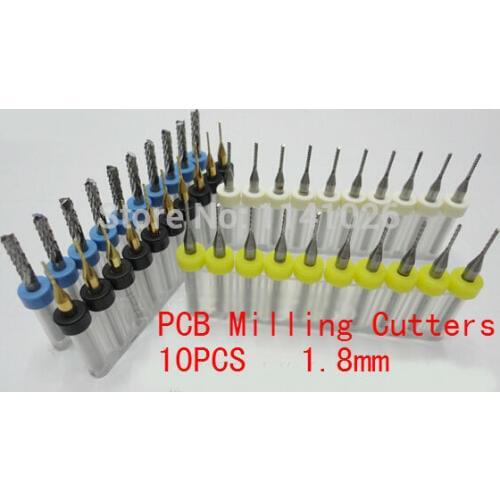 Free shipping Mini Milling cutter bit 10PCS 3.175*1.8mm Engraving Edge Cutter, CNC Router Bits, Endmill for PCB Machine SZ1.8
