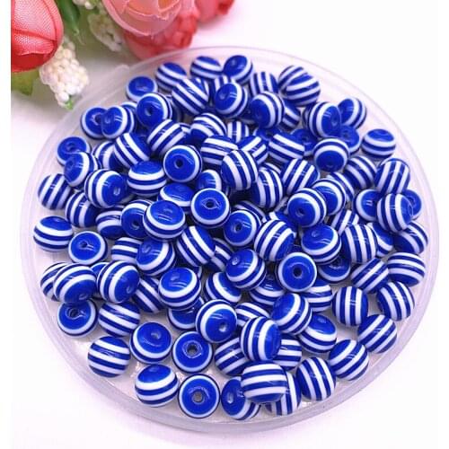 6/8/10/12mm Round Resin Beads Stripe Spacer Beads for Jewelry Making Children Handcraft Department DIY Bracelet Accessories #09