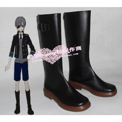 Black Butler Ciel Phantomhive Black Long Cosplay Shoes Boots H016