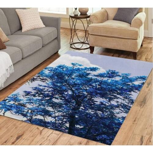 Beautiful Natural Scenery Blue Trees Leaves Annual Rings Floor Mats Door Mats Anti-slip Mats Carpets Home Decoration