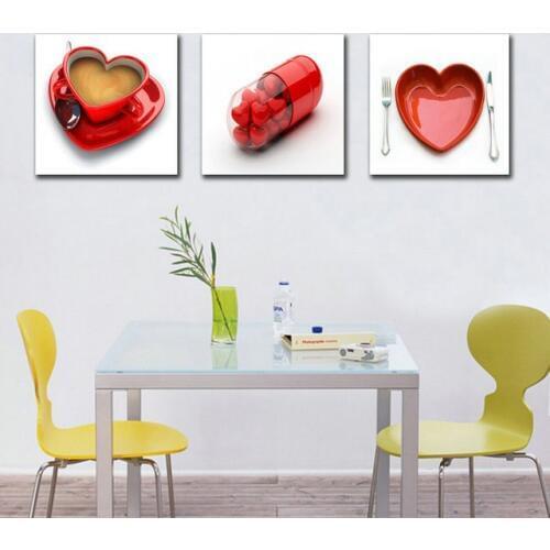 Red Love Heart Candy Cute Kids Room Decor Canvas Art Painting Modern Coffee Cup Poster and Prints Wall Picture for Kitchen Decor