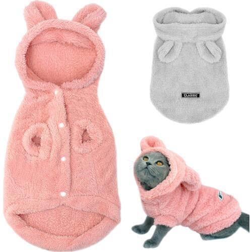 Cute Cat Clothes Fleece Winter Puppy Pet Coat Kitten Hoodie Warm Dogs Clothes for Small Dogs Chihuahua Yorkshire Cat Costume