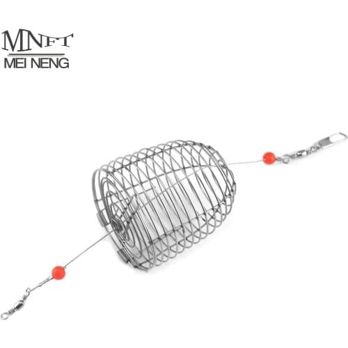 MNFT 2PCS Stainless Steel Wire Fishing Lure Cage Small Bait Cage Fishing Trap Round Bottom Basket Feeder Holder Fishing Tackle