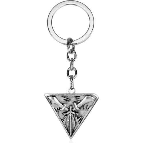 MQCHUN Game Jewelry Theme LOL Keychain Striangle Swords Weapon Pendant Keychain Keyring Accessories Women Men Gift -50