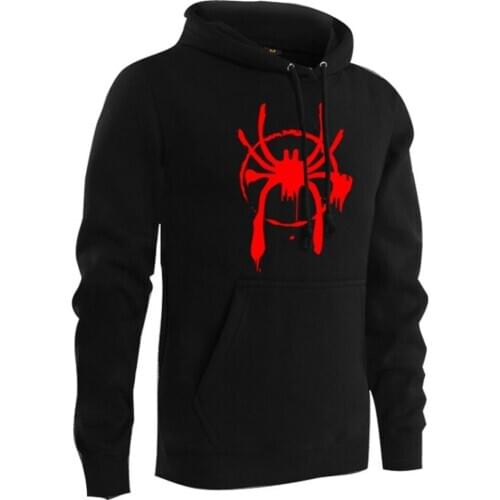 Men Cosplay Hoodie Into the Spider-Verse Mile Morales Pullover Pocket Cosplay Costume