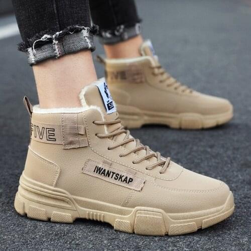 Men Winter Snow Boots Waterproof Leather Sneakers Super Warm Plush Mens Ankle Boots Outdoor Male Hiking Boot Tooling Shoes