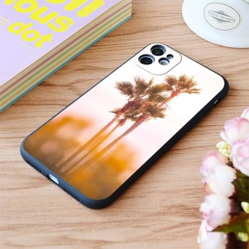 For iPhone La Jolla Palmtrees Print Soft Matt Apple iPhone Case 6 7 8 11 12 Plus Pro X XR XS MAX SE