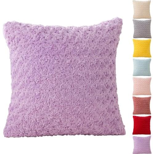 Cushion Cover 45*45cm Pillow Case Plush Fur Shaggy Fuzzy Square Throw Pillow Cases Cover for Bed Sofa Car Pillowcase Home Decor