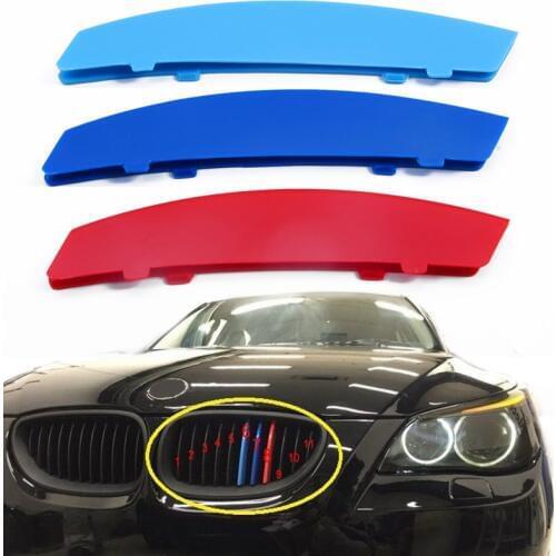 New 3D Car Styling Front Grille Grill Trim Strip Cover Cover ABS Color Red Blue For BMW 5 Series E60 2004-2010
